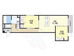 メゾンリーフ 2LDKの間取図画像