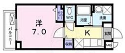 パレス龍大 1Kの間取図画像