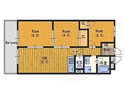 グリシーヌ京都西京極 3LDKの間取図画像