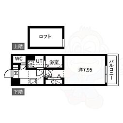 メゾンフローレ円町 1Kの間取図画像