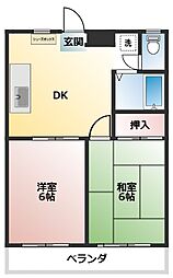 あきもとビル 2DKの間取図画像