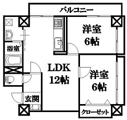 ロッコーマンション国泰寺 2LDKの間取図画像