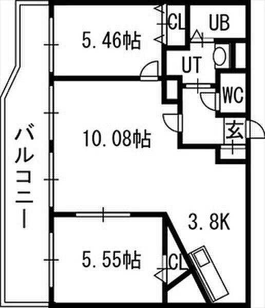 グランカーサ北3条 01006｜北海道札幌市中央区北三条東3丁目(賃貸マンション2LDK・10階・54.18㎡)の写真 その2