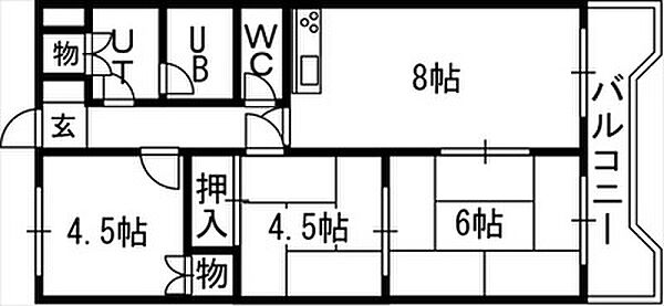 ＯＭレジデンス白石 00203｜北海道札幌市白石区本通3丁目南(賃貸マンション3DK・2階・54.60㎡)の写真 その2