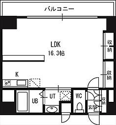 アストリアＮ6 10階ワンルームの間取り