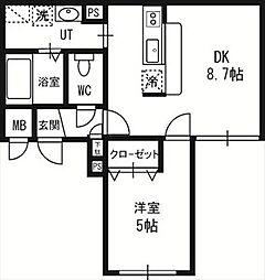 ウィングケイ 1LDKの間取図画像