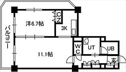 PRIMEURBAN札幌リバーフロント 1LDKの間取図画像