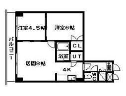 アルカディア33 2LDKの間取図画像