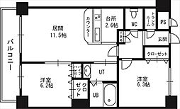 KKS羊ケ丘 2LDKの間取図画像