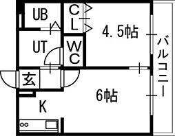 シティテラス南5条 1DKの間取図画像