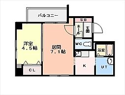 クレエル大通 1LDKの間取図画像