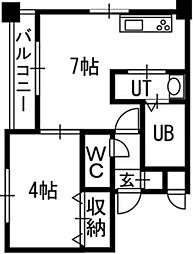 クラッセ北大通り2 1DKの間取図画像