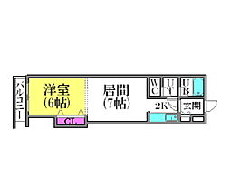ル・クラシック13B 1DKの間取図画像