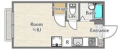 むさし野ハイツA ワンルームの間取図画像