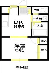 セレブ北のぞみ野 1DKの間取図画像
