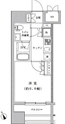 ライジングプレイス川崎 2階1Kの間取り