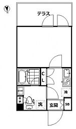 Park Minami 1階1Kの間取り