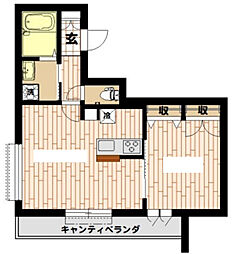 へーベル香 3階1LDKの間取り