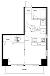 ゼクシア川崎 8階1DKの間取り