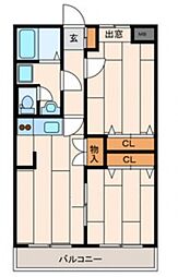 メゾン・ラフィール 2DKの間取図画像