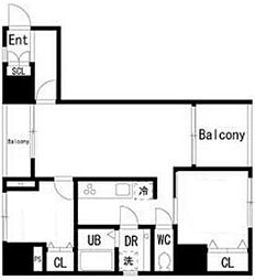 溝口レジデンス 2LDKの間取図画像