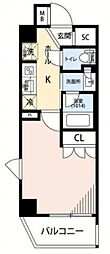 プレール・ドゥーク品川南大井 1Kの間取図画像