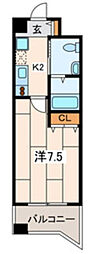 ビコロヨコハマタンマチ 1Kの間取図画像