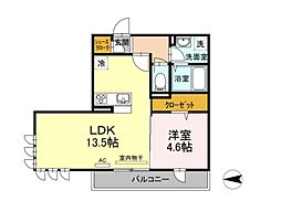 ヴィラ・テンジン2 1LDKの間取図画像