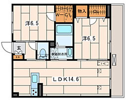 プログレス新鶴見 2LDKの間取図画像