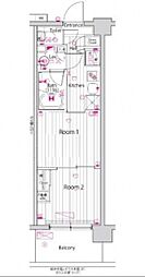 ガーラ・アヴェニュー元住吉 2Kの間取図画像