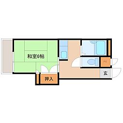 カーサフジイ 1Kの間取図画像
