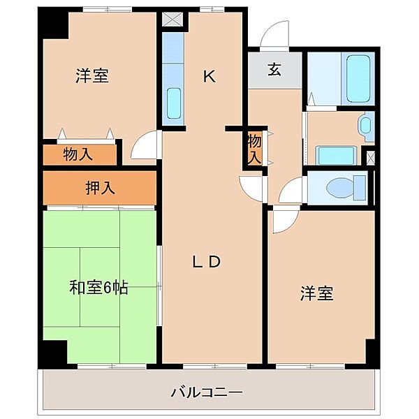 グランドール園田 ｜兵庫県尼崎市食満５丁目(賃貸マンション3LDK・4階・65.25㎡)の写真 その2