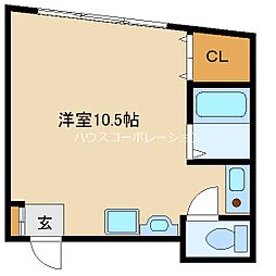 隆起出屋敷ビル 1Kの間取図画像