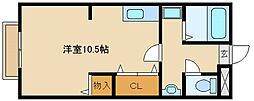 東園田イーストハイツ ワンルームの間取図画像