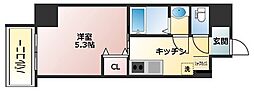 フォーリアライズ昭和南通1 1Kの間取図画像