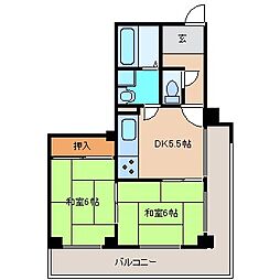 サンパレス21尼崎 2DKの間取図画像