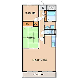 ハイネス・アオノ 2LDKの間取図画像