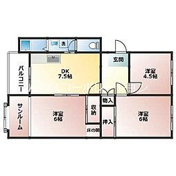 レピア東園田イースト 3DKの間取図画像