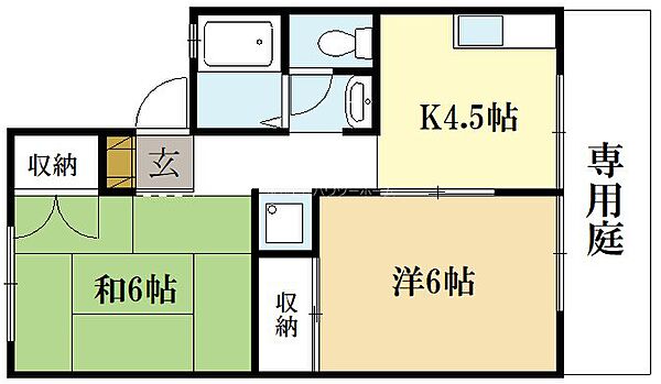 サンハイツフジタD棟 ｜京都府京都市伏見区桃山町養斉(賃貸アパート2K・1階・36.00㎡)の写真 その2