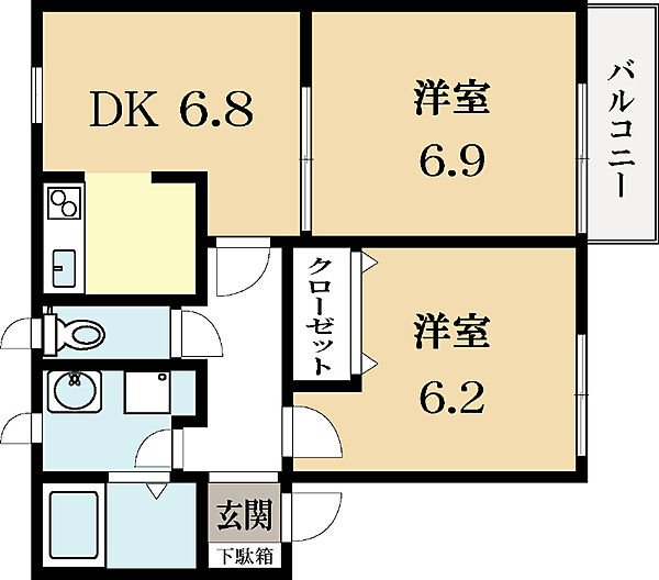 サクラ22 ｜京都府城陽市平川指月(賃貸アパート2DK・2階・46.70㎡)の写真 その2