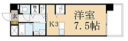 エグゼヴィラウェスト 1Kの間取図画像