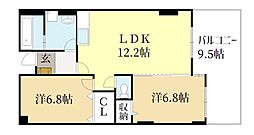 エバー・グリーン宇治 2LDKの間取図画像