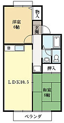 ヴィラ塚ノ木1号館 2LDKの間取図画像