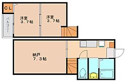 シャンゼ吉塚 2DKの間取図画像