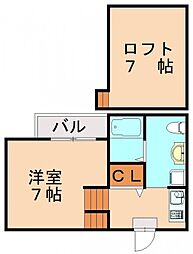 メゾン・カチューシャ 1Kの間取図画像