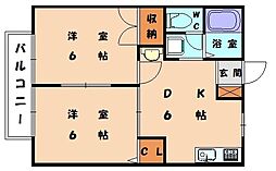 ヒルズ 2DKの間取図画像