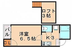 アドヴァンス松香台 1Kの間取図画像