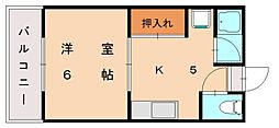 シャトレ和白丘 1DKの間取図画像
