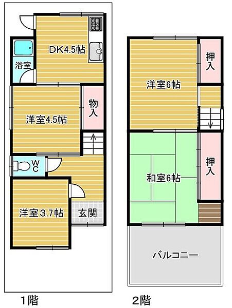 大阪府岸和田市戎町(賃貸一戸建4DK・1階・54.67㎡)の写真 その2