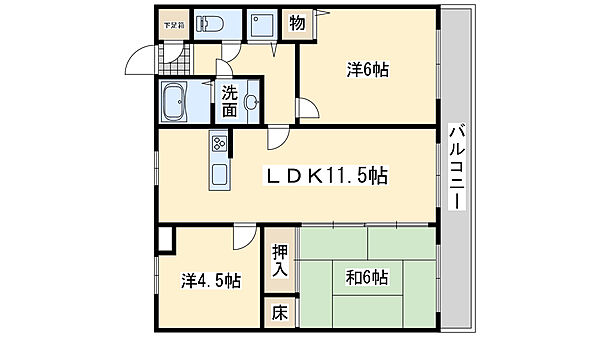 大阪府岸和田市加守町2丁目(賃貸マンション3LDK・1階・72.75㎡)の写真 その2